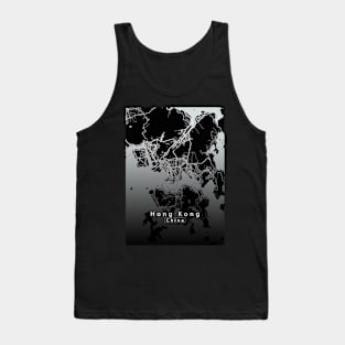 Hong Kong China City Map dark Tank Top